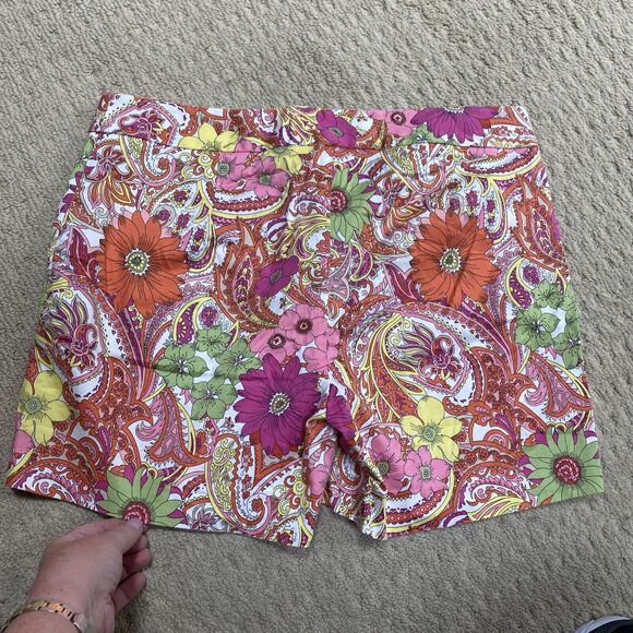 Talbots Size 10 Shorts Colorful Floral Pink Orange Green Preppy Cotton Stretch - Picture 5 of 6